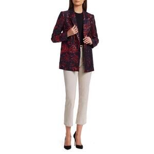 NWT Rachel Comey Amboy Metallic Silk-Jacquard Blazer Size 0 Black/Red #1H473